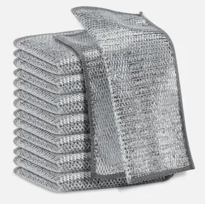 Heavy-Duty Steel Mesh Dishwashing Rag 3/6/12 Pcs Multifunctional Non-Scratch Mesh Wire Dish Washing Cleaning Cloth Rag