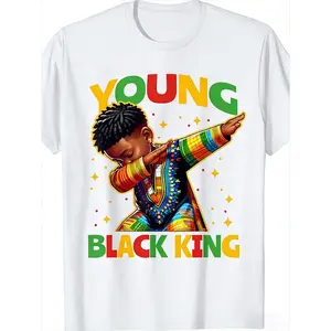 Black King Africa Pride T-Shirt – Youth Black History Month Tee for Boys & Girls, Bold Graphic, Round Neck Short Sleeve, Celebrate Black Excellence