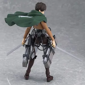 Anime Figure Attack On Titan Eren Jaeger Standing Holding Sword Detachable Model Toy PVC Collection Desktop Ornaments 14CM