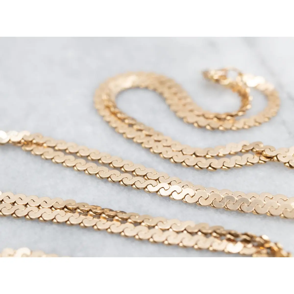 Long Gold Serpentine Chain with Spring Ring Clasp