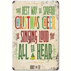 8X12 Inch Vintage Aluminum Buddy The Elf Christmas Cheer Sign - Perfect For Indoor & Outdoor Holiday Decor, Wall Hanging Gift