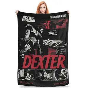 Dexter Morgan Horror Style Flannel Blanket, Warm Plush Throw Blanket for Bed Sofa Living Room and Movie Nights