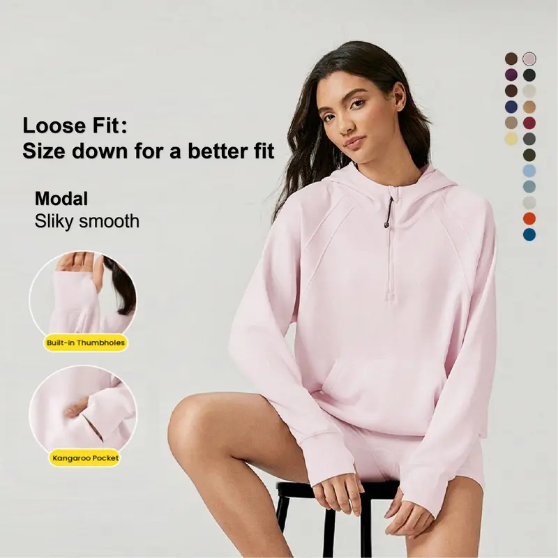 GLOWMODE Modal Silk Touch Half-Zip Hoodie Fall
