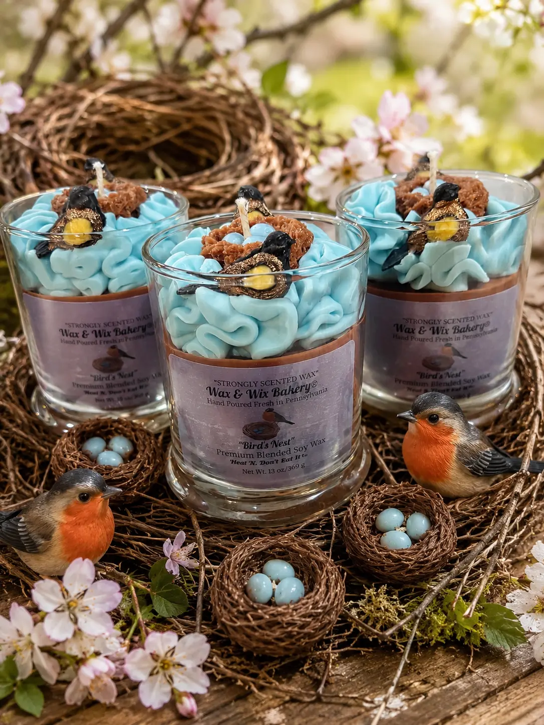Bird's Nest/Robin's Nest Candle. Large 13 oz. Soy Candle.