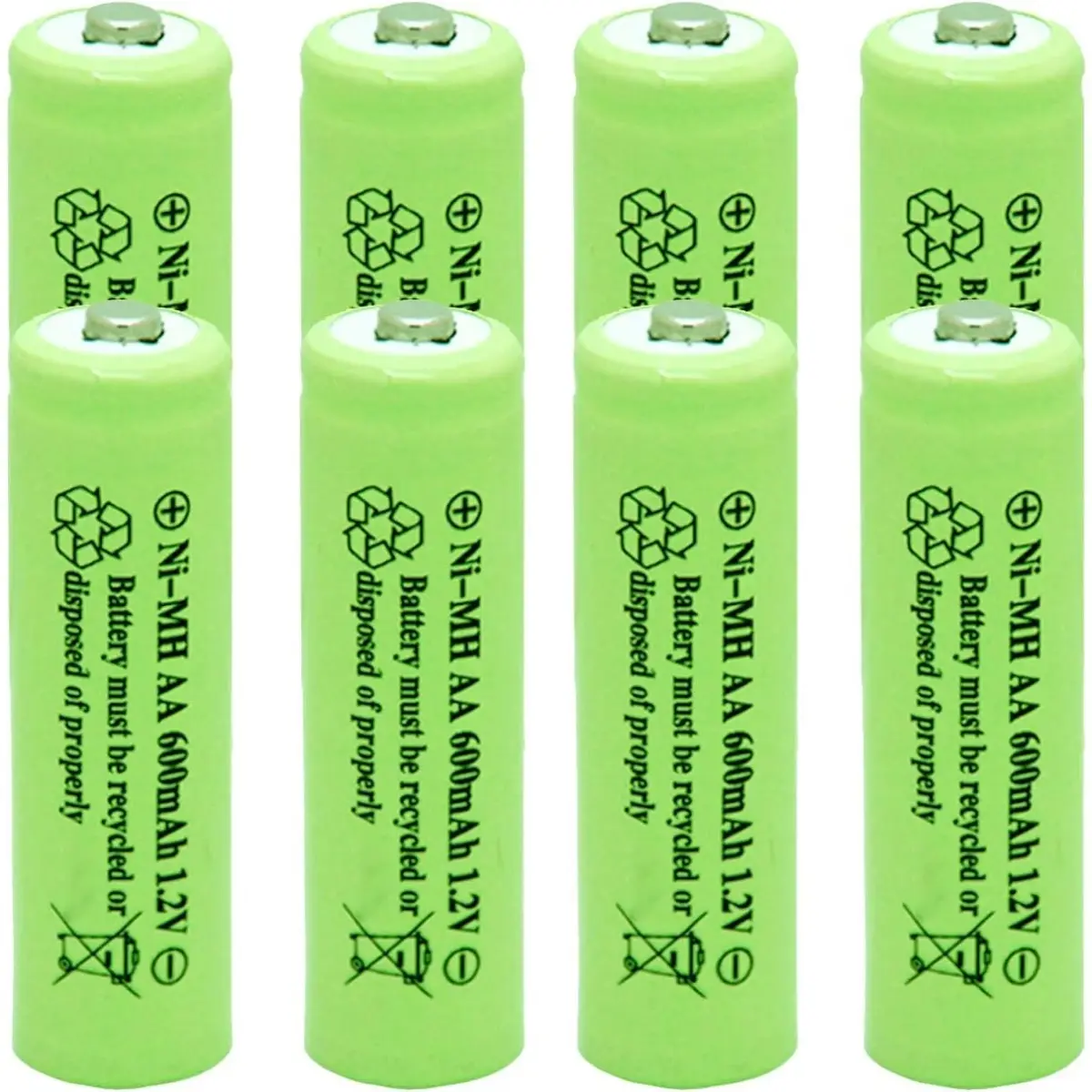 8 Pack Pre-Charged AA Ni-MH Rechargeable Batteries, 1.2V 600mAh High Performance Cells, Durable Replacement Batteries for Outdoor Solar Lights, Garden String Lights and Pathway Lights