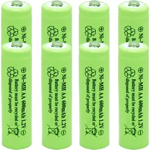 8 Pack Pre-Charged AA Ni-MH Rechargeable Batteries, 1.2V 600mAh High Performance Cells, Durable Replacement Batteries for Outdoor Solar Lights, Garden String Lights and Pathway Lights