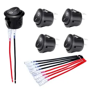 Switches SPST 20mm Mini 12 Volt DC Mini Circle Toggle Switch 12V for Car Automotive RV 2 Pin Switch 120V Wired KCD1-5Pack