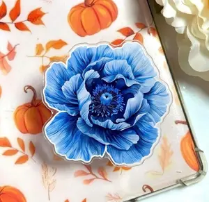 Blue Peony Phone Grip, Blue Flowers Pop Socket, Tropical Flower Phone Stand, Hawaiian Floral Griptok, Cute Acrylic Phone Socket, Floral Girlie Vibes Gift