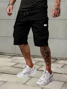 Men's Soft Shell Work Pants Short, Elastic, Multi-Pocket Design, Street Style Sporty, Spring Summer Fall Wear, Casual Loose Fit, Casual Sport Shorts, Casual Streetwear Shorts