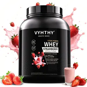 VYHTHY Whey Protein Powder - Strawberry Flavor, 24g Protein, 3.5g BCAAs, Sugar-Free, High-Quality Whey Isolate & Concentrate, Supports Muscle Growth & Recovery - Healthcare Fitness Supplement
