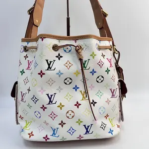 Pre-owned Louis Vuitton coated canvas Shoulder Bags Petit Noe Monogram Multicolore (White) bucket bag [BF 12Z] KY02114