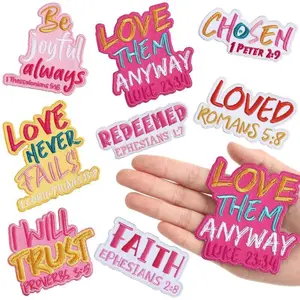 Bible Verse Embroidered Iron On Patches Christian Religious Applique For Hats Backpacks Jackets And Clothing DIY Decor Accessories