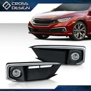 CROSSDESIGN Fog Lights Driving Lamp w/Switch Fit For 2019-20 Honda Civic Coupe/Sedan Bumper