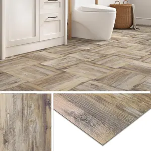 Peel and Stick Tile Reclaimed Wood Waterproof Flooring Vinyl Tiles Taupe Tan Vinyl Flooring Brown Beige Barn Wood Laminate 12x12 4-Sheets Rustic Renter Friendly Stickers