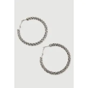 Rhinestone Encrusted Metallic Hoop Earrings