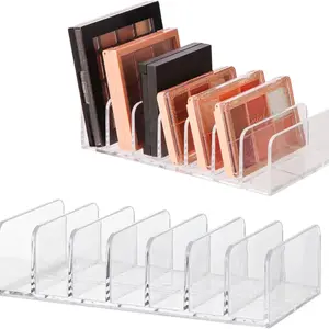 2-Pack Transparent Acrylic Makeup Organizer, 7-Compartment Display Box, Stackable Design, Durable Plastic Storage Boxes for Cosmetics