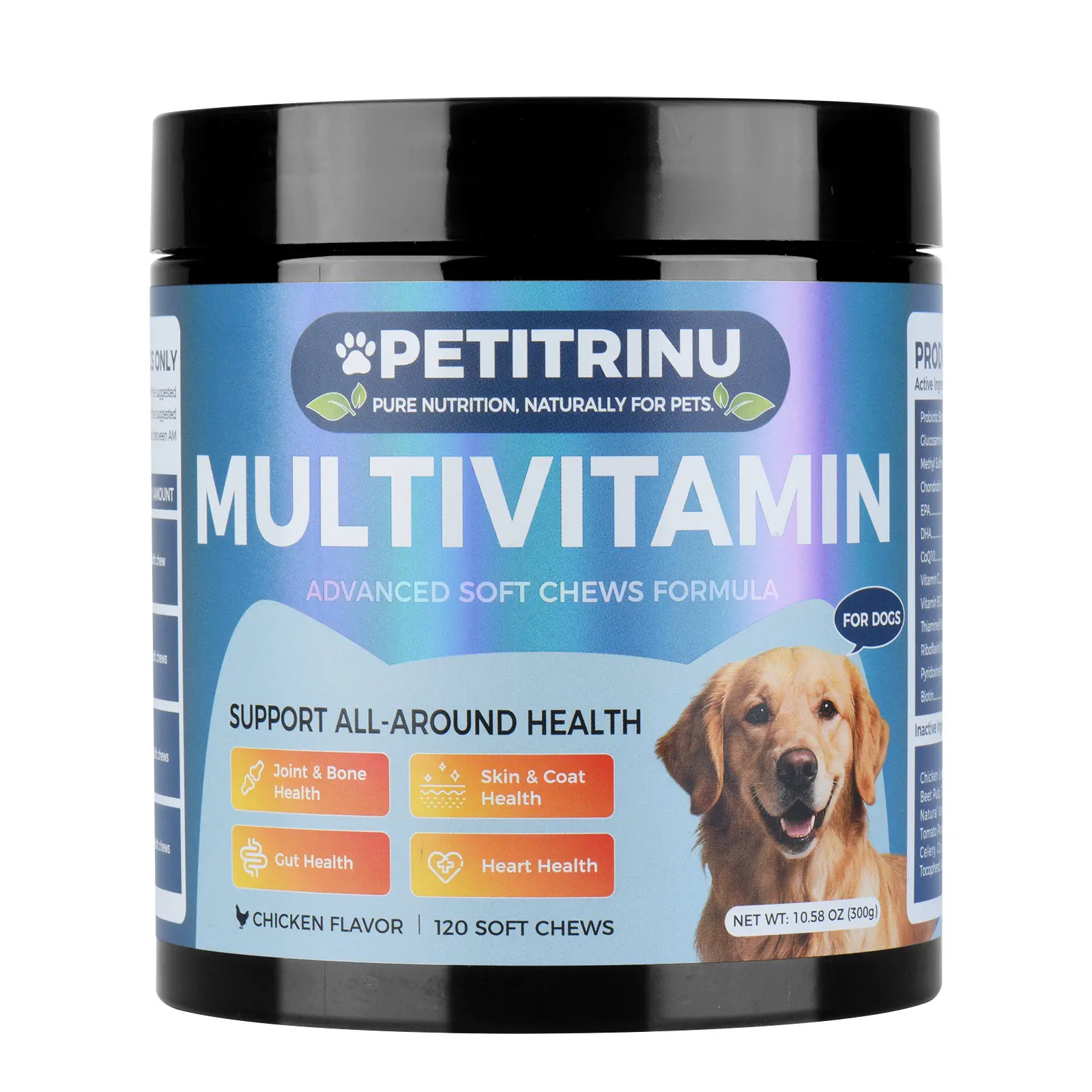 Daily Dog Multivitamin Soft Chews, All Breed Dog Supplement to Support Joint Mobility, Gut Digestion, Healthy Skin & Coat and Heart Function, Tasty Chicken Flavor