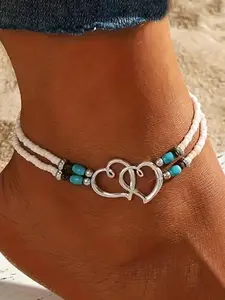 Fashion Heart Design Anklet for Women & Girls, Fashion Jewelry for Party, Daily Clothing Decor, Trendy All-match & Exquisite Jewelry for Birthday Gift