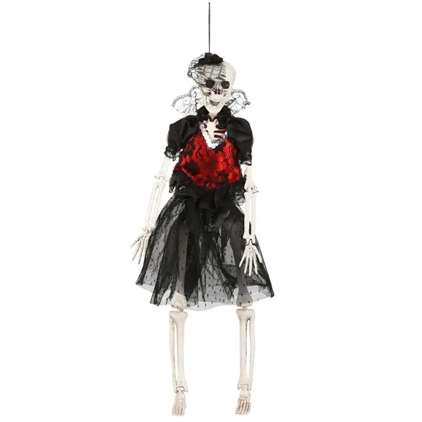 Hanging 16" Gothic Dress Skeleton Lady Decoration