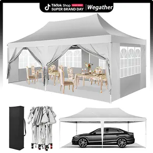 10'x20'FT Outdoor Canopy Tent with 6 Removable Sidewalls – Waterproof Wedding & Party Gazebo, UPF 50+ Patio Event Marquee, Instant Setup Portable Outdoor Tent with Carry Bag for Beach, Camping & Backyard Events