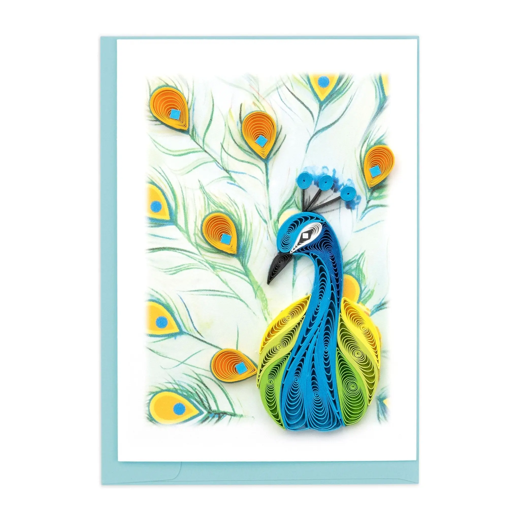 Quilled Peacock Gift Enclosure Mini Card