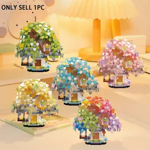 705pcs Cherry Blossom Tree House Blocks, DIY Assembly Toy, Romantic Fairy Tale House, Adult Stress Relief, Desktop Decor, Valentine's Day Gift