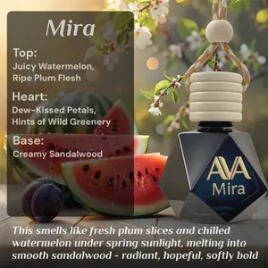 Aromaginarium Mira Car Air Freshener with Watermelon, Plum & Sandalwood – Hanging Car Diffuser, Premium Oil, Handmade, Made in USA