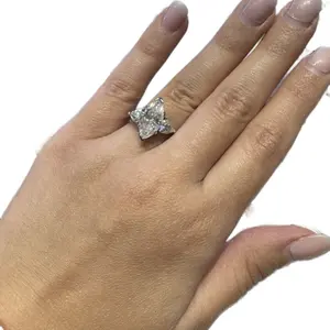 3.95ct Trilogy Marquise Moissanite Ring | VVS D Color | Size 8