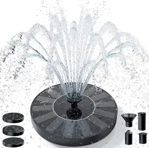 Solar Fountain, Solar Powered Bird Bath Fountain Pump，1.5W Solar Panel Kit Water Pump, Outdoor Watering Submersible Pump for Pond, Pool, Garden, Fish Tank