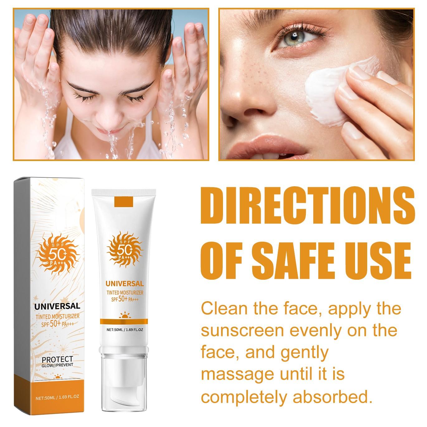 Sunscreen To Prevent Sunburn And Tanning Universal Protector Solar Spf 50, Protector Solar Con Color, Facial Skincare Comfort Moisture Tinted Universal Moisturizer Sunscreen Proteje Tu Piel Uv Comfort Hydrating Moisturizing Sunscreen Face