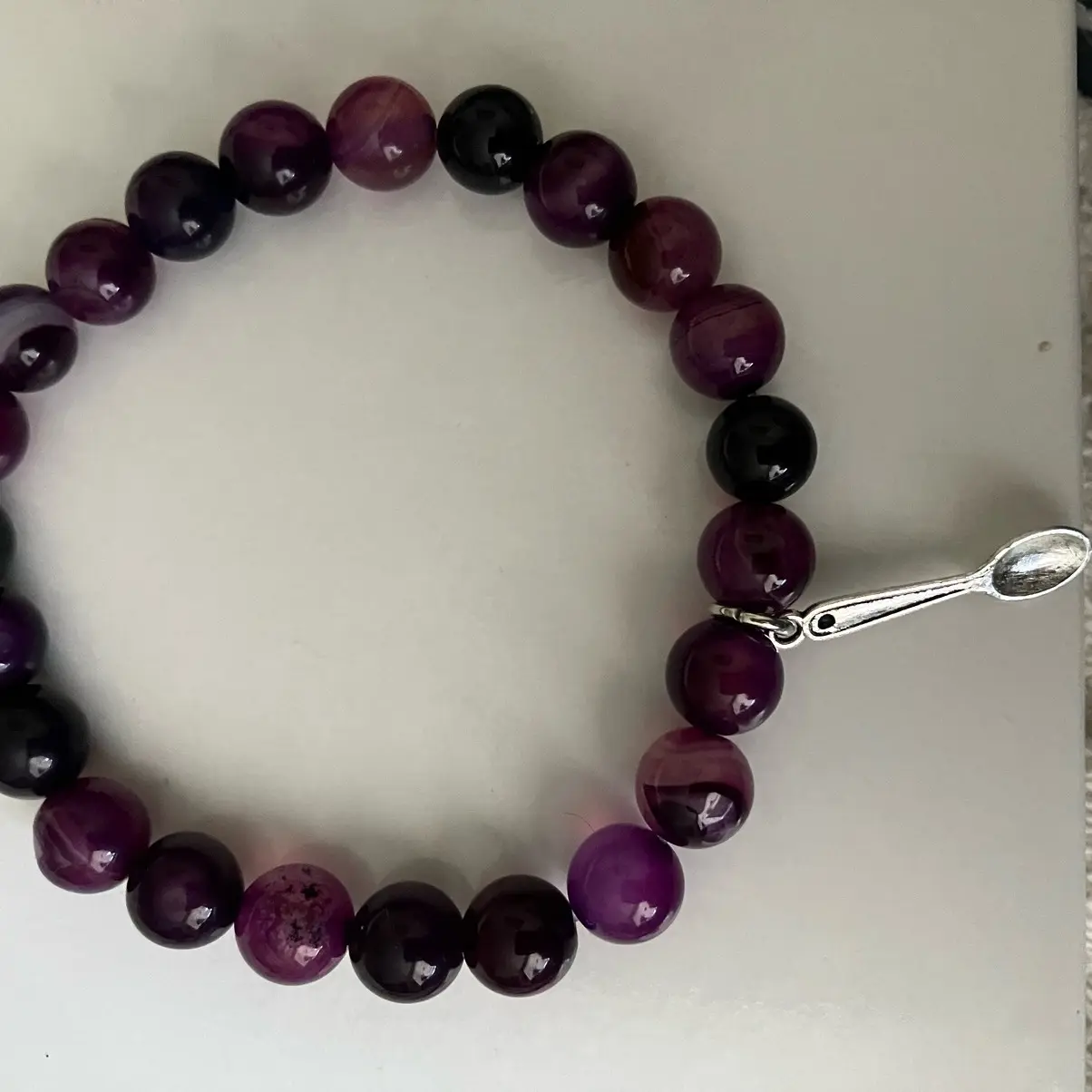 Spoon theory, purple dyed glass bracelet