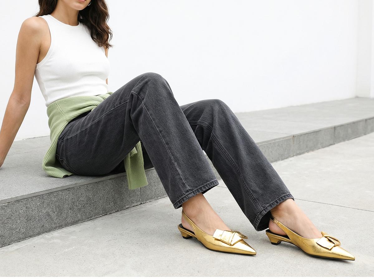 Elegant Bow Slingback Kitten Heels for Women | Pointed Toe Low Heel Pumps | Chic Office & Date Night Shoes 2026 Trend