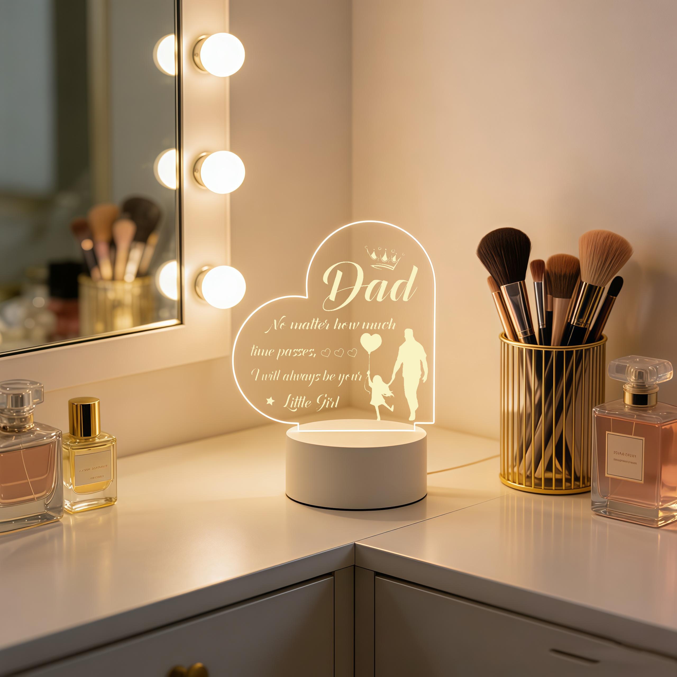2D Flat Heart-Shaped Acrylic LED Night Light - Engraved with Daughter's Quote Table Lamp, Decorative Lighting for Dad, LED Lights Bedroom Bedside Ornament, Sentimental Gift for Father's Day Christmas 2D Flat Heart-Shaped Acrylic LED Night Light - Engraved with Daughter's Quote Table Lamp, Decorative Lighting for Dad, LED Lights Bedroom Bedside Ornament, Sentimental Gift for Father's Day Christmas