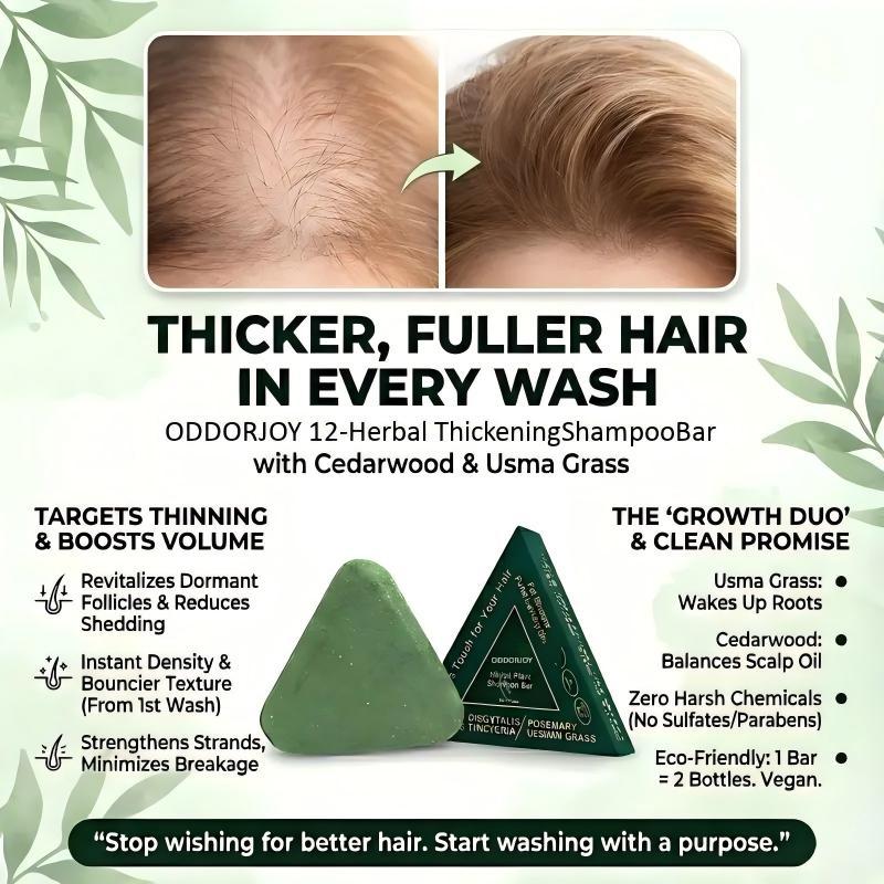 ODDORJOY Natural Shampoo Bar for Men & Women – Calming & Strengthening Hair, Eco-Friendly Solid Shampoo with Usman Grass & Herbal Extracts, Nourishing Hair Cleanser