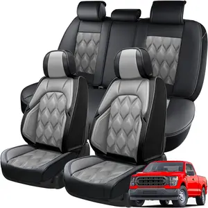 Nappa Leather Pickup Seat Cushion Cover Fit Heating Cushion, Custom Fit For Ford F-150 Seat Covers 2009-2025,Fit for 2015-2025 Ford F150 Super Crew & 2017-2023 2024 2025 F250 F350 F450 Super Duty Crew Cab XL XLT Lariat King Ranch Platinum