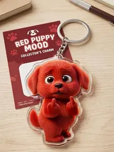 Red Dog Middle Finger Keychain, Chicky Middle Finger Keychain