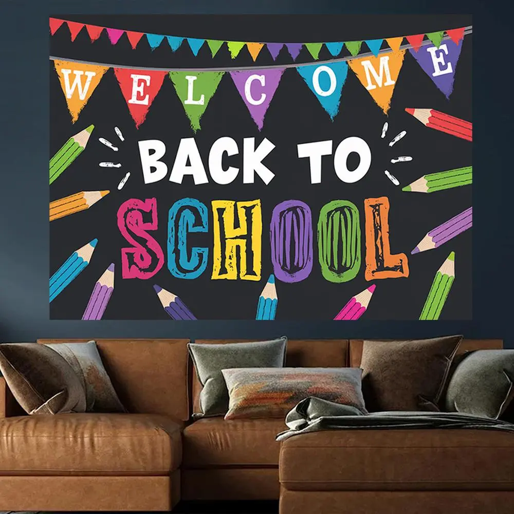 Polyester Welcome Back to School Banner (1pc, 90.5x70.8in) - Kindergarten Celebration Decor, Ideal for Classroom Picture Backdrops and Photography