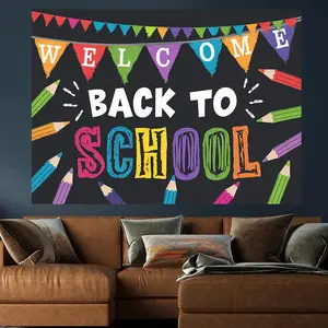 Polyester Welcome Back to School Banner (1pc, 90.5x70.8in) - Kindergarten Celebration Decor, Ideal for Classroom Picture Backdrops and Photography,summerwins