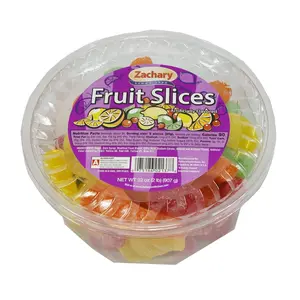 Zachary Multi-Colored Fruit Slices Jelly Candy, 32 oz Tub – Soft Chewy Sugar Coated Gummies, Assorted Fruit Flavors Bulk Party Candy