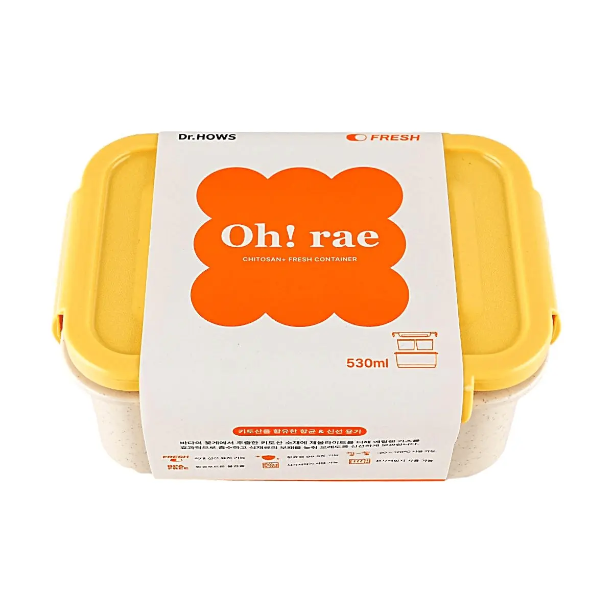 Dr.Hows ORAE Kitchen Airtight Food Storage Container - 530ml, 2-Compartment Meal Prep Box for Ingredient Separation & Odor-Free Storage