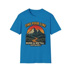 Adventure-Inspired Unisex T-Shirt, Explore Nature, Outdoor Clothing, Travel Gift, Vintage Mountain Tee, Hiking Apparel, Find Your Line Shirt, Mudd & Metal Apparel