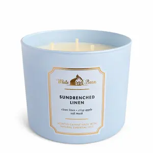 SUNDRENCHED LINEN Bath & Body Works 3-Wick Candle 14.5 oz Large Jar Strong Scent