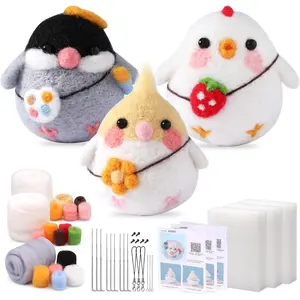 Felting Kits for Beginners, Animal Needle Felting Supplies Kits with Tools Foam Mat Felting Needles, Instructions, Wool Roving Doll Making Supplies for Beginners Adults