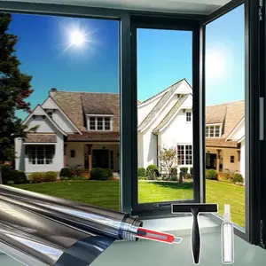 Window Privacy Film See Out Not in, One Way Privacy Window Film, Removable Window Tint for Home, Reflective Static Cling Window Film Heat Blocking, Natural Silver, 17.5 X 78.7 inch