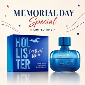 Festival Nite by Hollister for Men - 3.4 oz EDT Spray, Fresh Spicy Woody Cologne, Memotial Day Gift