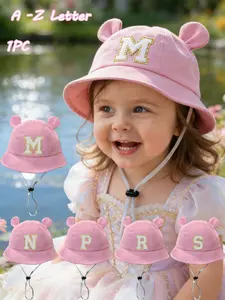 1PC Baby Exclusive Super Cute Letter Fisherman Hat, Cute Bear Ears Sun Hat, Kindergarten Kids' Favorite, Must-Have for Outdoor Play, Fashionable Kids' Accessory1-2Y