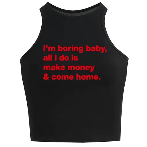 Women's Letter Print Round Neck Fit Tank Top, Y2k Trendy Slogan Print Chic Casual Sleeveless Top for Everyday Casual Daily Wear, Ladies Summer Tops