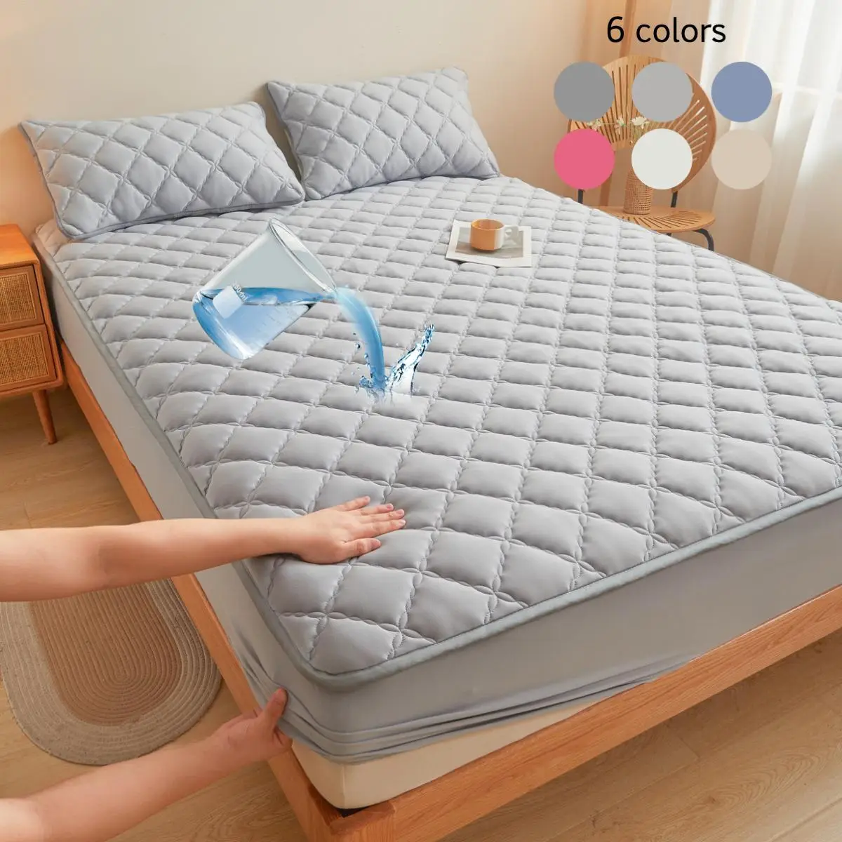 Waterproof Mattress Cover Set, 3 Counts/set Including 1 Fitted Sheet & 2 Pillowcase without Filler, Soft Comfortable Breathable Bedding Set for Bedroo