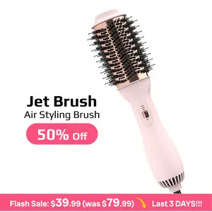 Dual Voltage Hair Dryer Brush for Europe and International Travel, 110V-240V Mini Jet Brush, Ionic Hair Dryer Brush Reduces Damage, Anti-Frizz Straight Hair, Curls and Blowouts, Volumizing