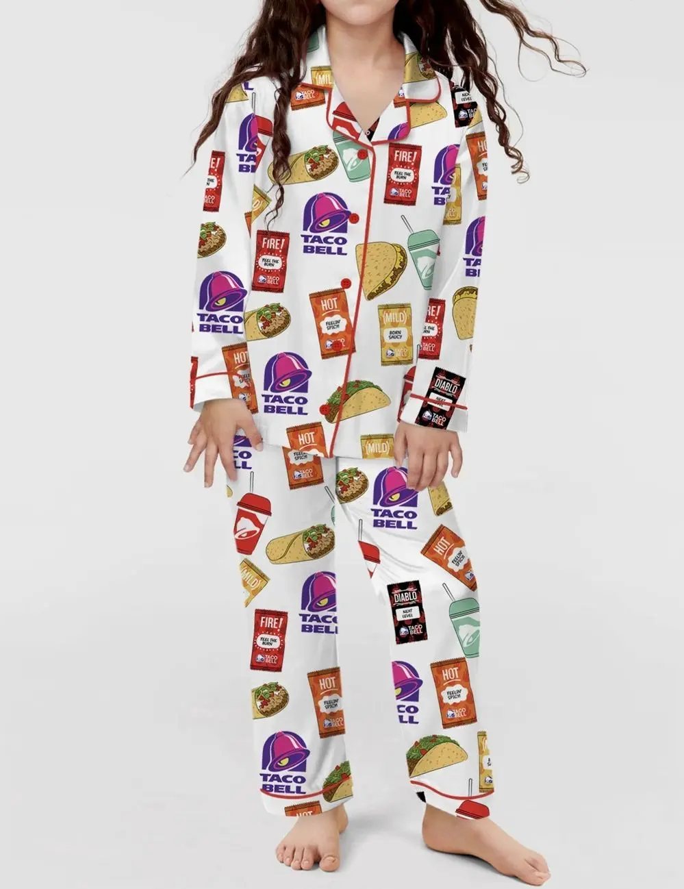 Fast Food Satin Pajama Set For Kids
